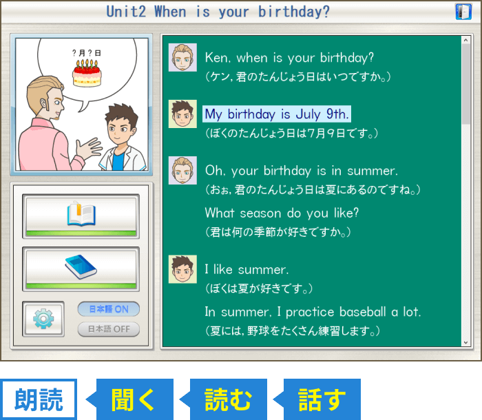 朗読(聞く、読む、話す)